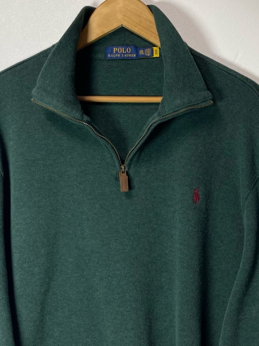 Polo Ralph Lauren Half-Zip French Rib Sweater Forest Green XXL Men’s Pullover - Picture 9 of 12